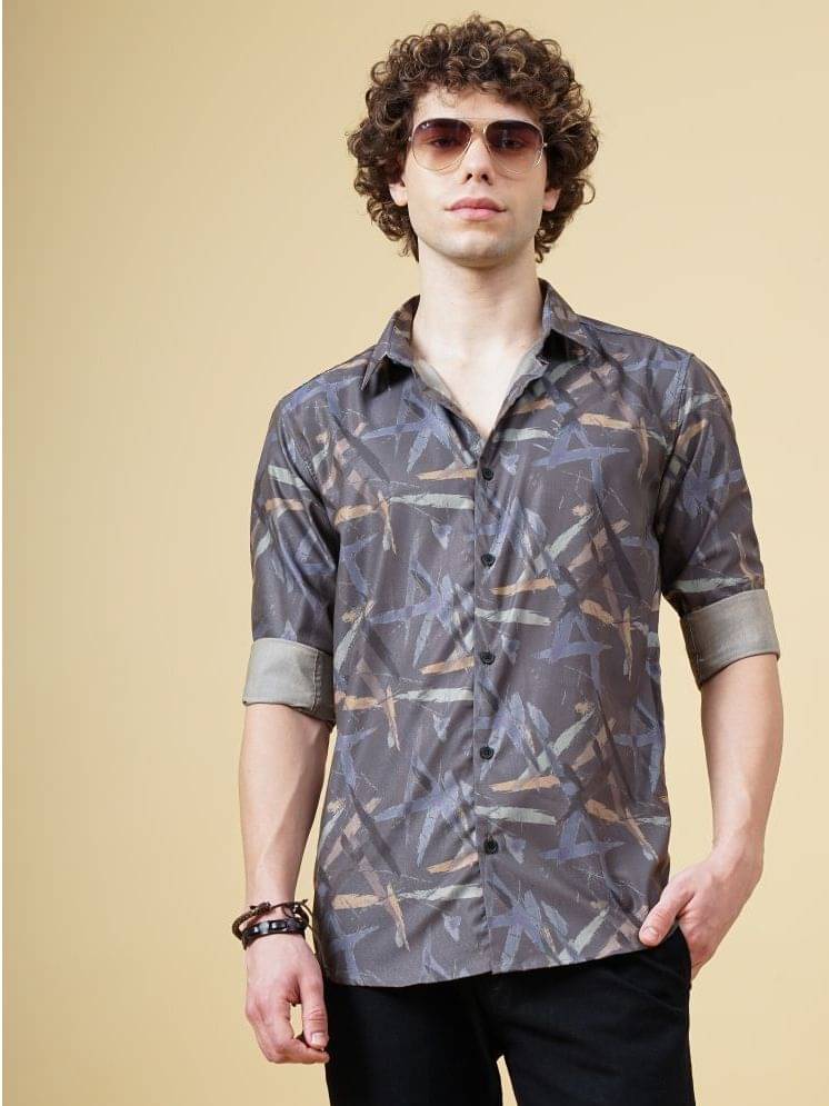 Paul Street Polyester Slim Fit Printed Full Sleeves Men's Casual Shirt - Olive ( Pack of 1 )     			Paul Street Polyester Slim Fit Printed Full Sleeves Men's Casual Shirt - Olive ( Pack of 1 )