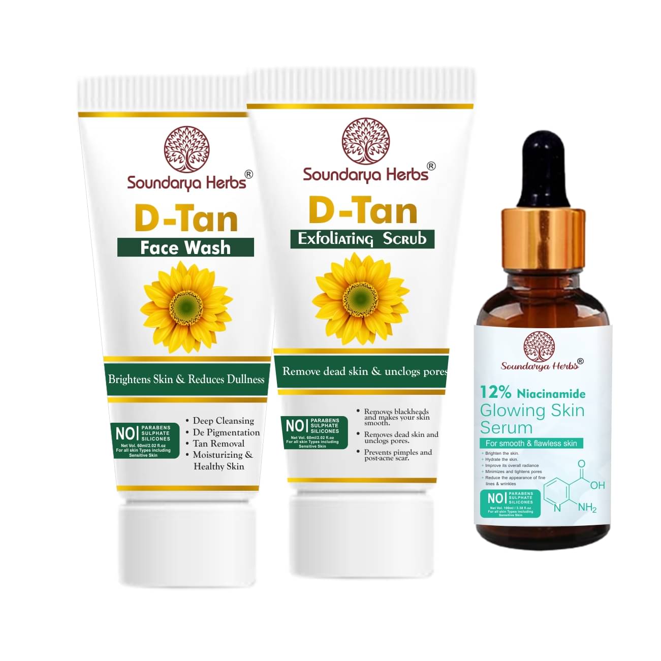 Soundarya Herbs D tan face wash D Tan Scrub with 12% Niacinamide Face Serum | Fades Acne Marks & Dark Spots | Controls Oil Soundarya Herbs D tan face wash D Tan Scrub with 12% Niacinamide Face Serum | Fades Acne Marks & Dark Spots | Controls Oil