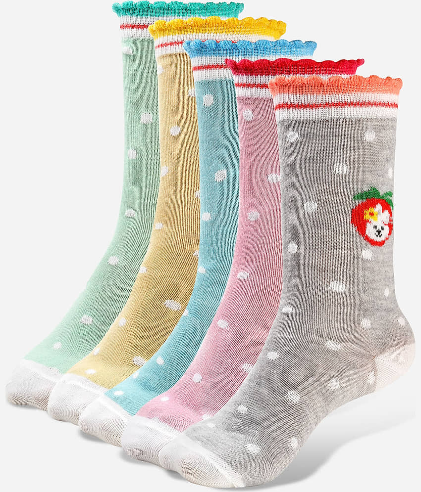 Texlon Multicolor Cotton Girl's Full Length Socks ( Pack of 5 ) - Socks | Buy online on ZillyBuy