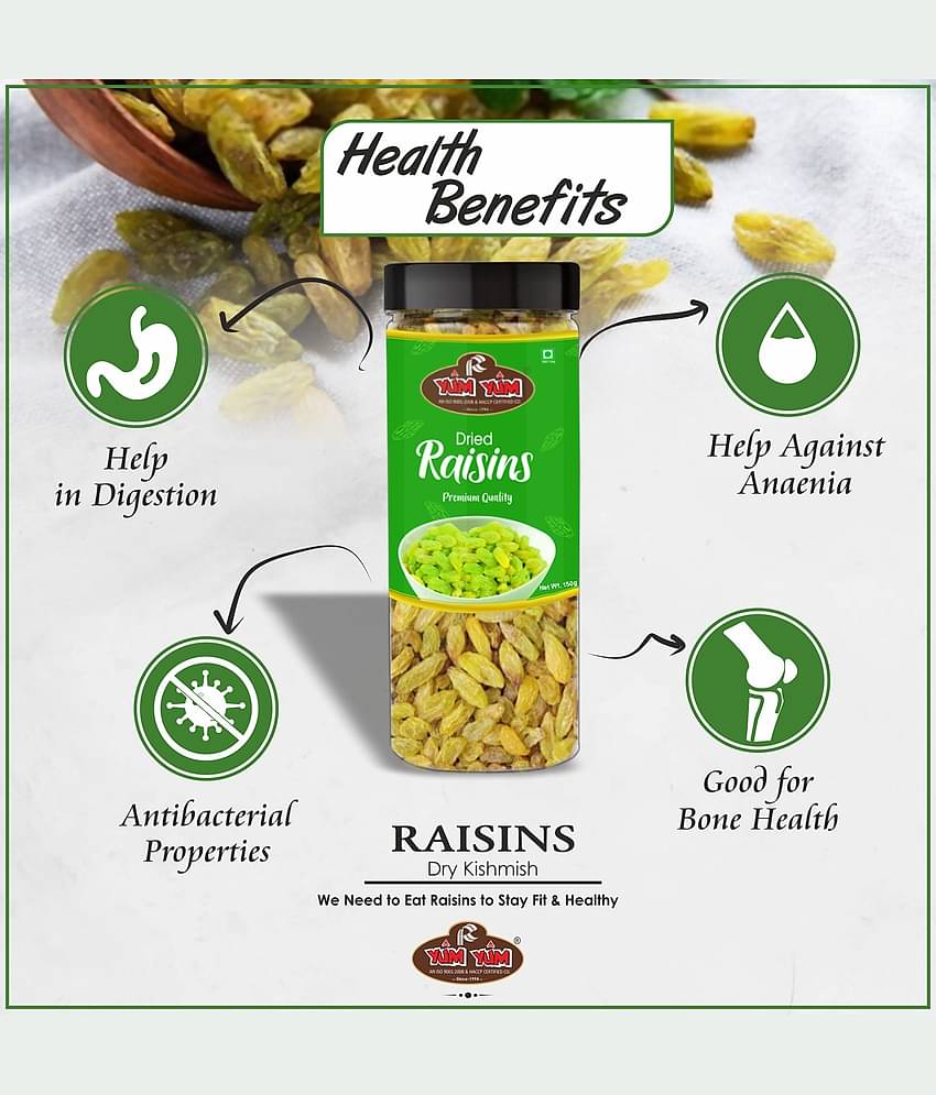 YUM YUM Premium Jumbo Almond 150g Cashew 150g & Raisins 150g (450g) Dry Fruits Combo Pack