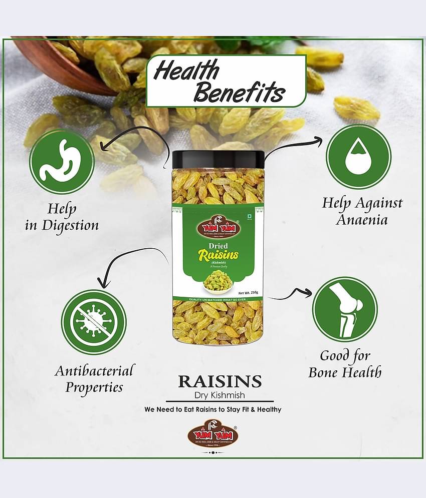 YUM YUM Dry Fruits combo of Black Raisins & Green Raisins|kishmish 500G - Raisins (2 x 250 g)