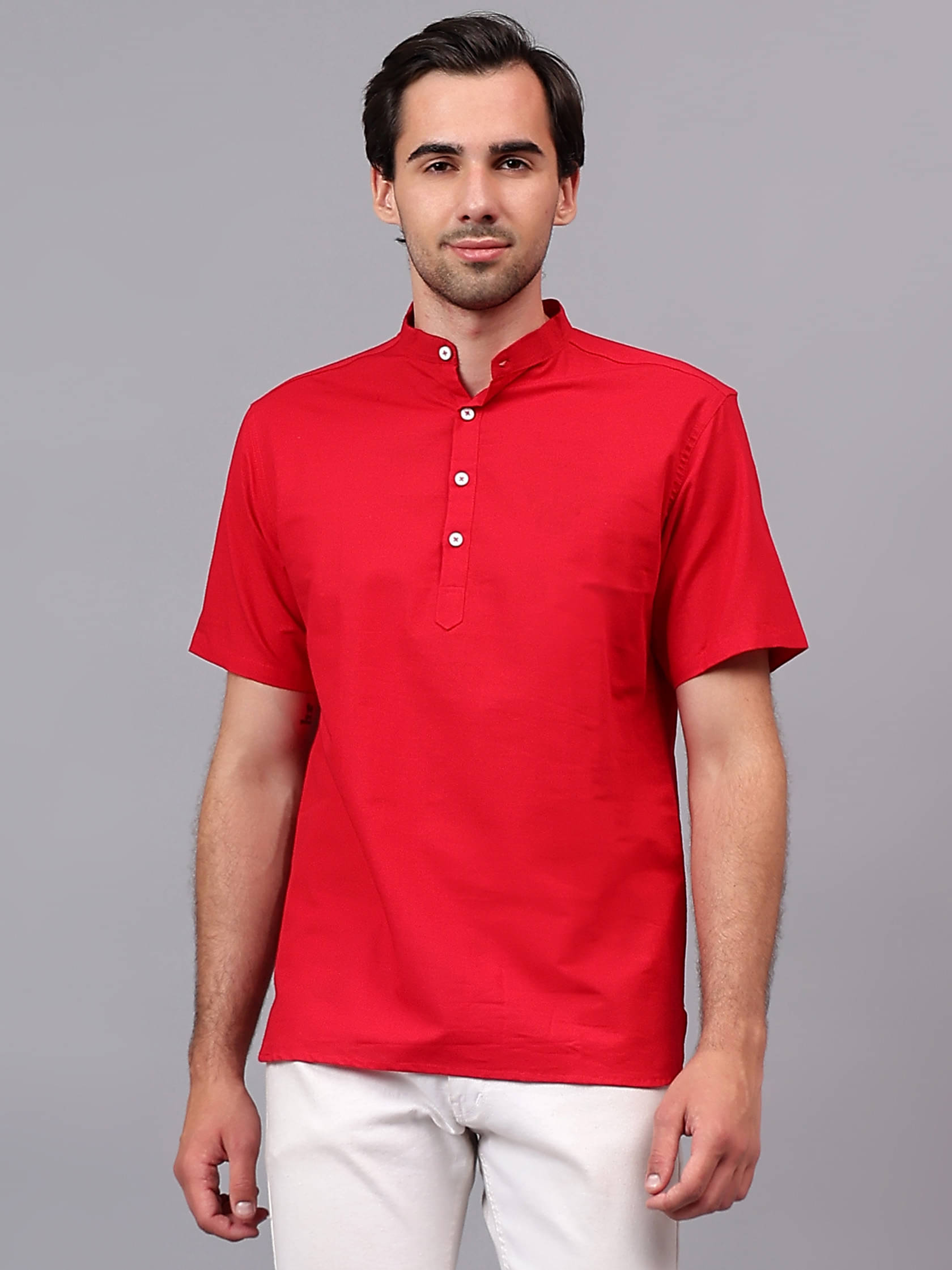 Yugnik Red Cotton Men's Regular Kurta ( Pack of 1 )     			Yugnik Red Cotton Men's Regular Kurta ( Pack of 1 )