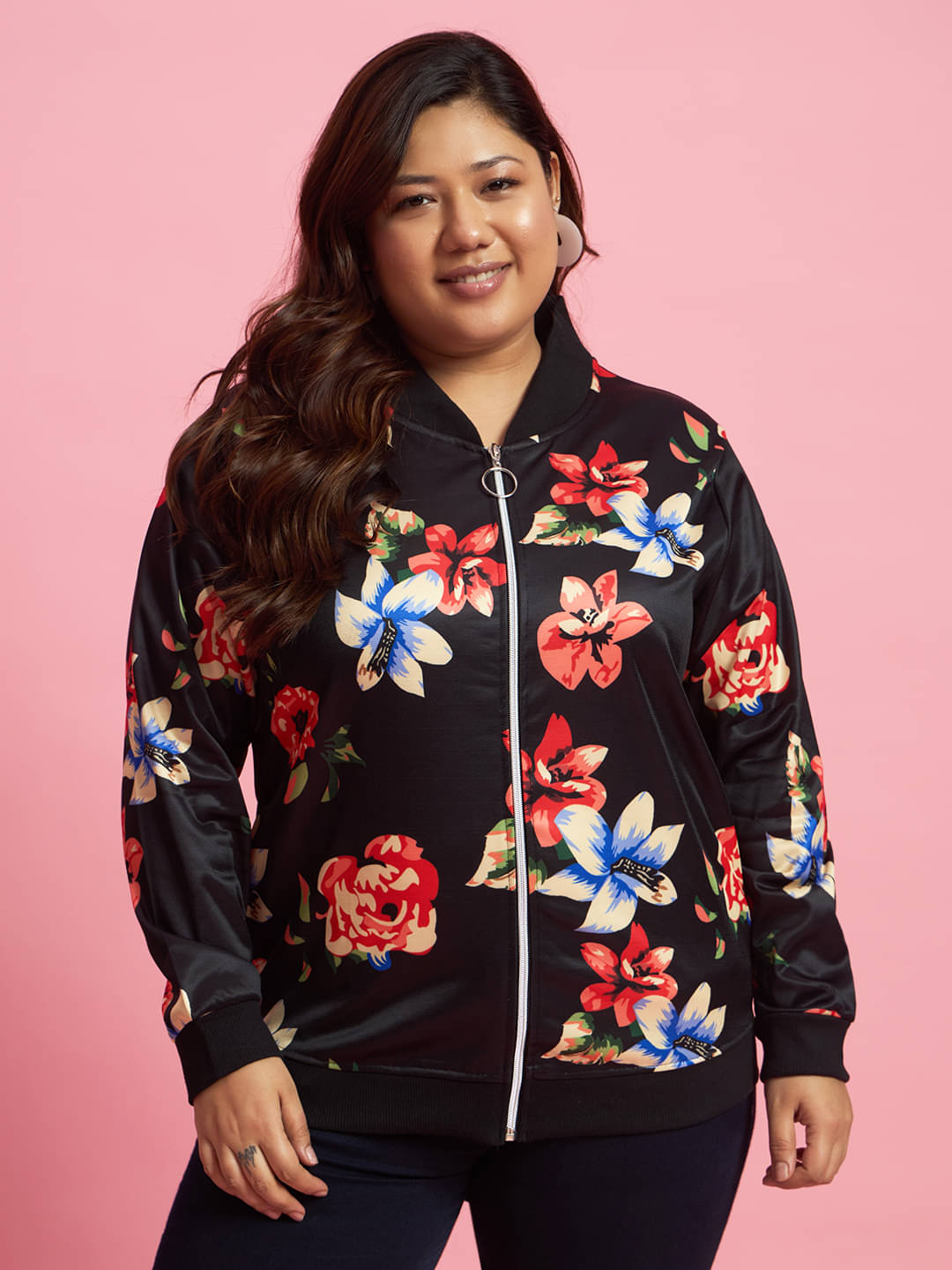     			AUSTIVO Fleece Women's Zippered Sweatshirt ( Black )