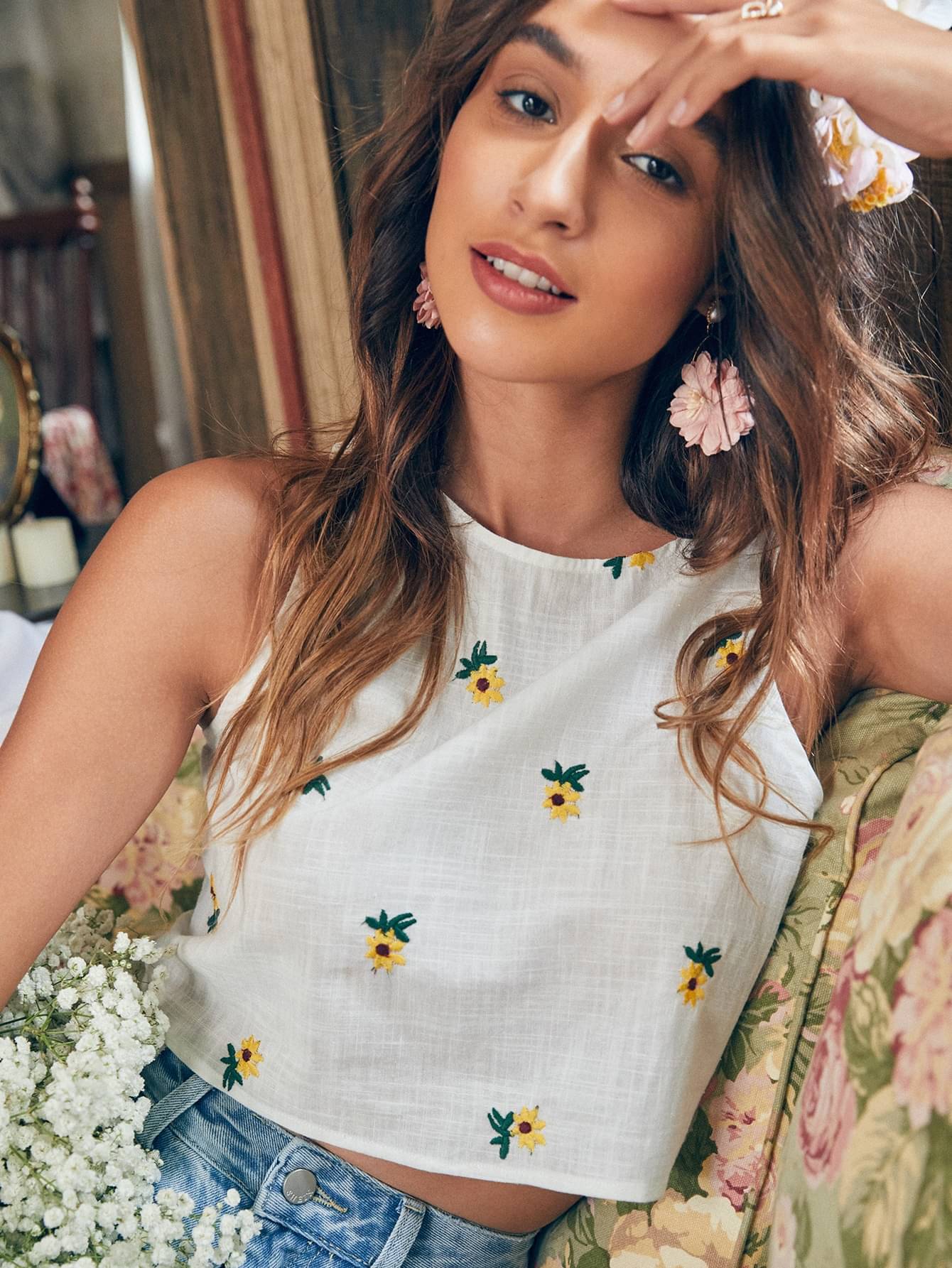     			Aahwan Women's Cotton Blend Regular Top ( White )