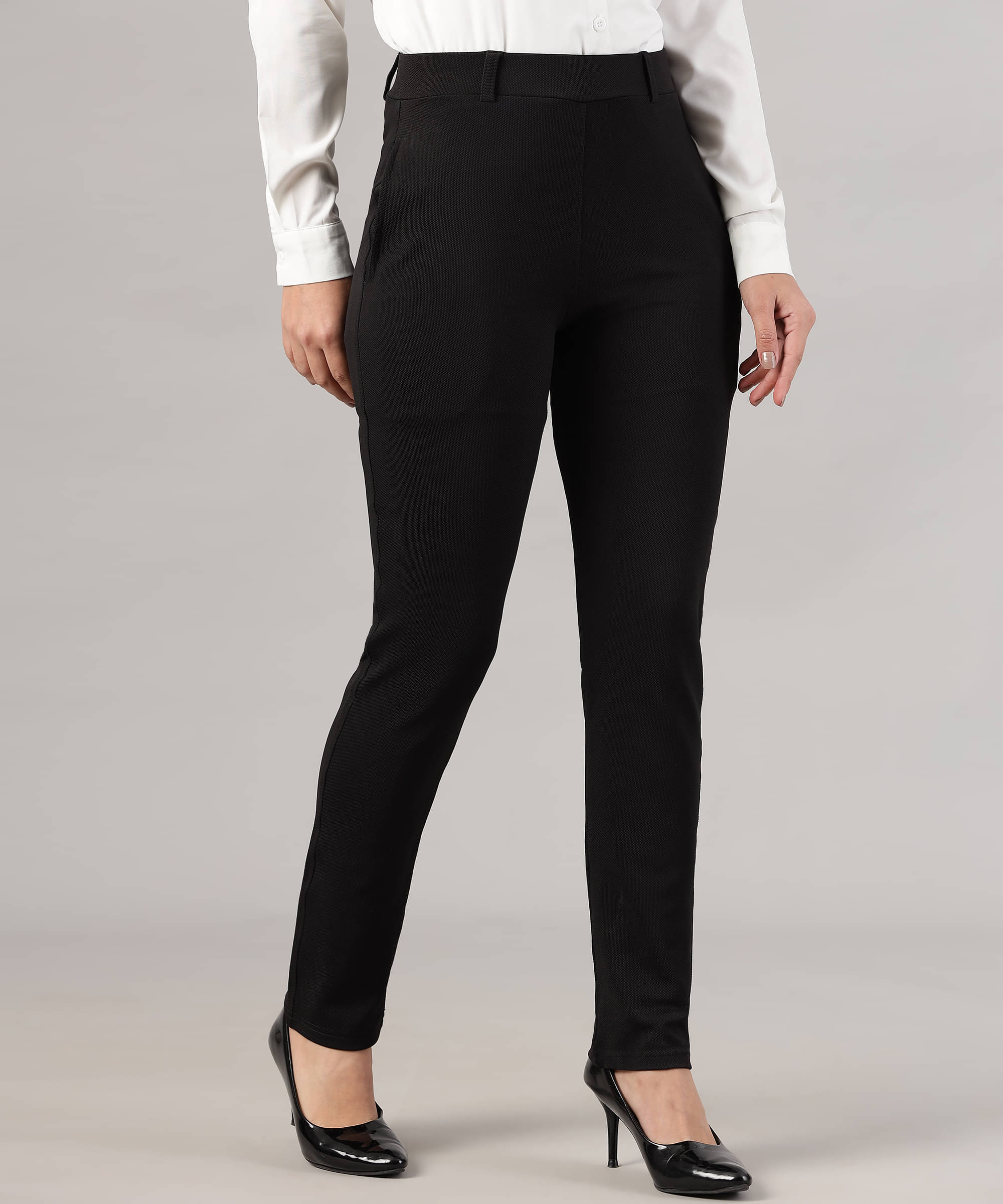     			FITHUB Black Polyester Slim Women's Formal Pants ( Pack of 1 )