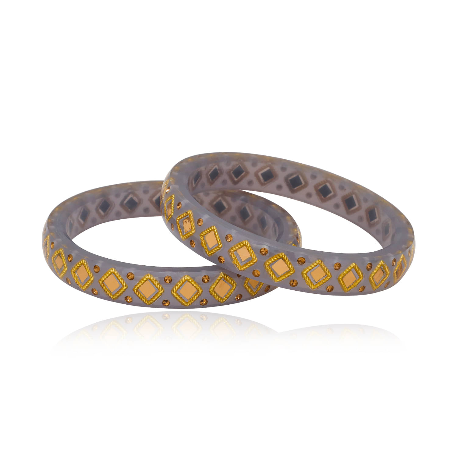     			LUV FASHION Dark Grey Bangle ( Pack of 2 )