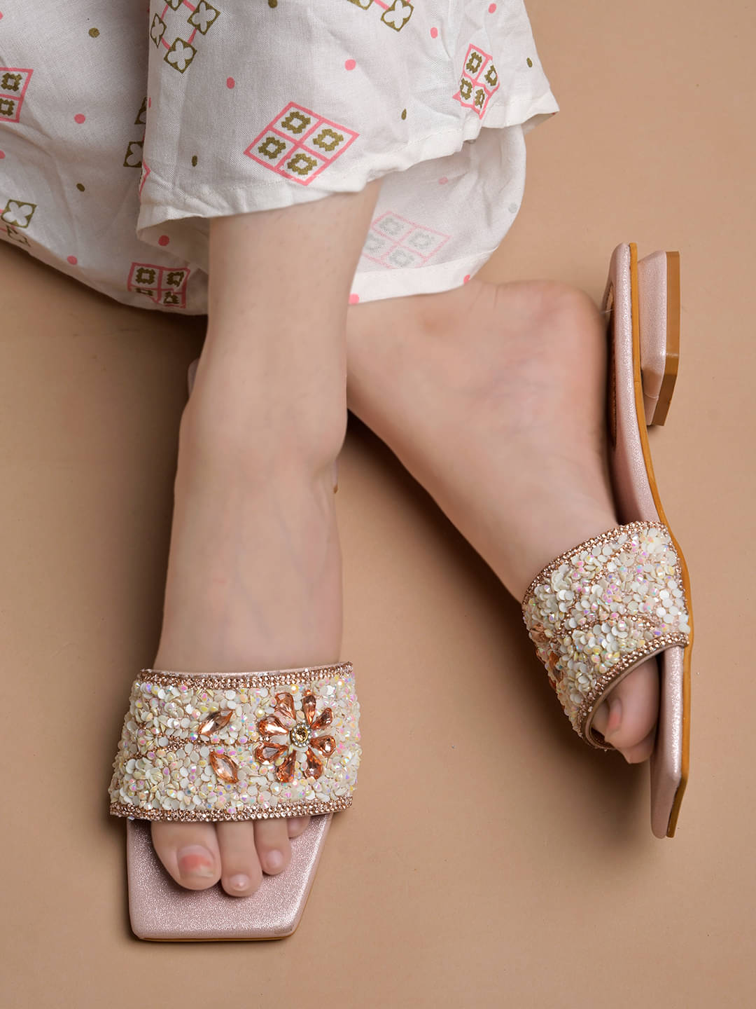     			Shoetopia Rose Gold Women's Flats