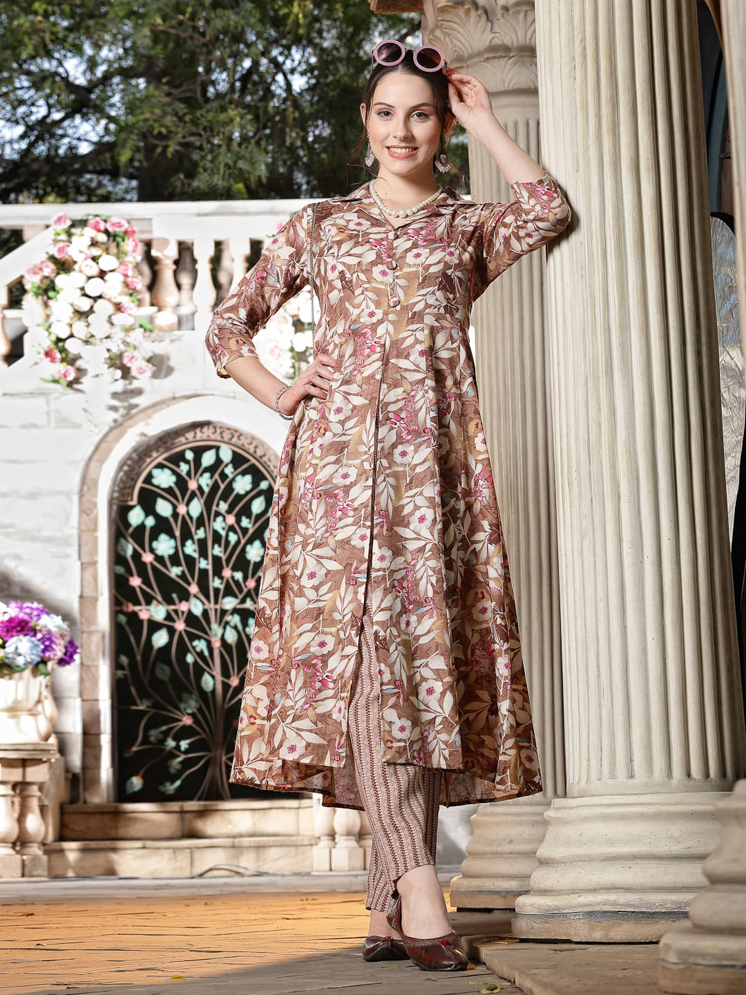 Stylum Cotton Blend Printed Kurti With Pants Women's Stitched Salwar Suit - Brown ( Pack of 1 ) Stylum Cotton Blend Printed Kurti With Pants Women's Stitched Salwar Suit - Brown ( Pack of 1 )