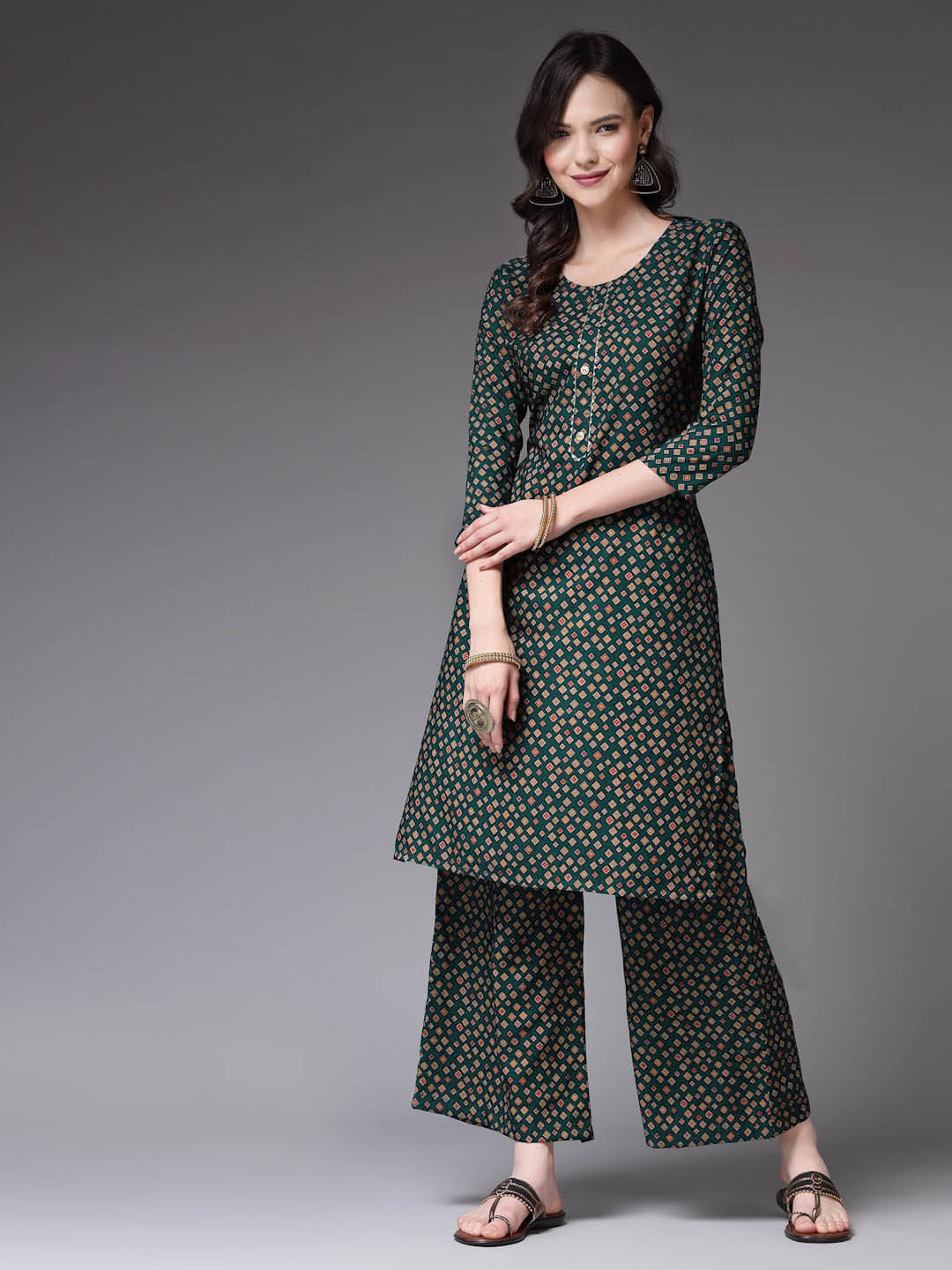 Stylum Crepe Printed Kurti With Palazzo Women's Stitched Salwar Suit - Green ( Pack of 1 ) Stylum Crepe Printed Kurti With Palazzo Women's Stitched Salwar Suit - Green ( Pack of 1 )