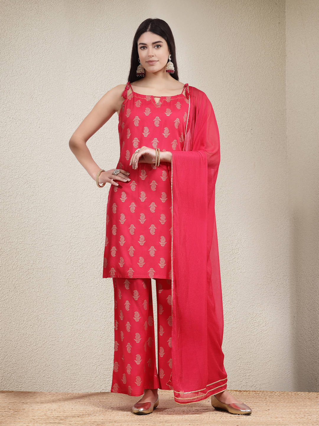     			Stylum Rayon Printed Kurti With Palazzo Women's Stitched Salwar Suit - Pink ( Pack of 1 )