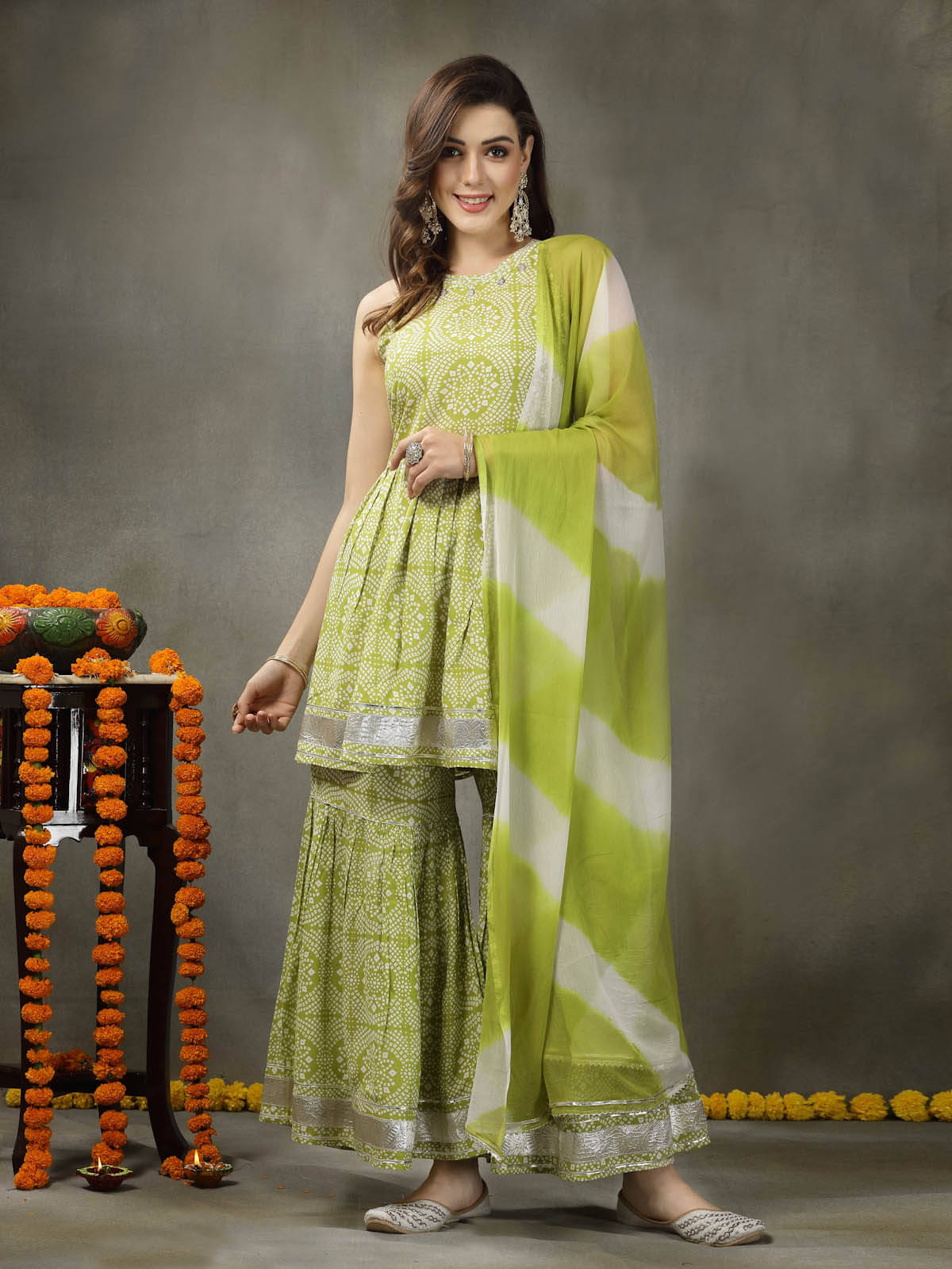 Stylum Rayon Printed Kurti With Sharara And Gharara Women's Stitched Salwar Suit - Lime Green ( Pack of 1 ) Stylum Rayon Printed Kurti With Sharara And Gharara Women's Stitched Salwar Suit - Lime Green ( Pack of 1 )
