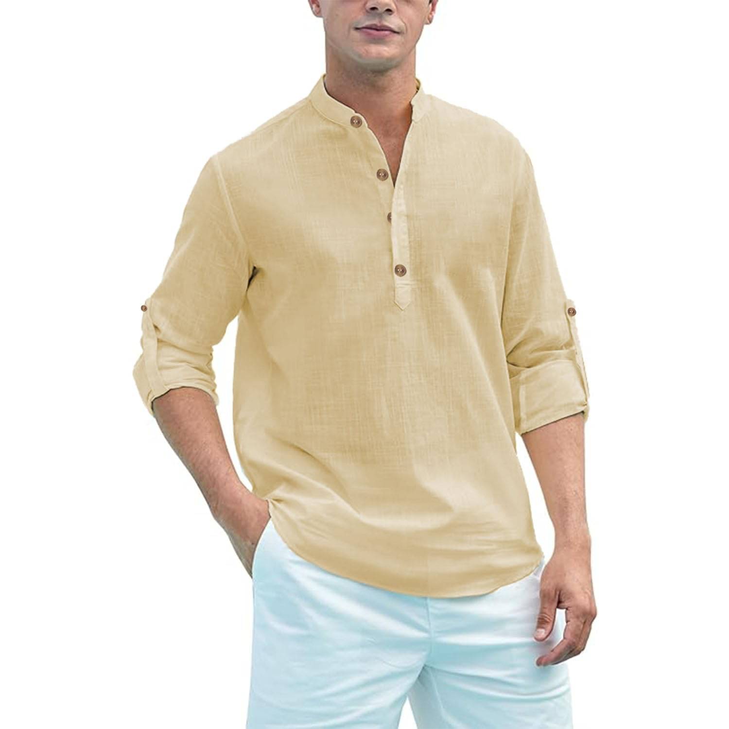     			Vida Loca Beige Cotton Blend Men's Shirt Style Kurta ( Pack of 1 )