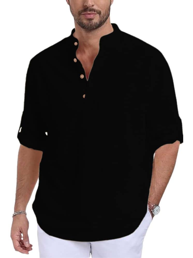 Vida Loca Black Cotton Blend Men's Shirt Style Kurta ( Pack of 1 ) - Kurtas & Kurta Sets | Buy online on ZillyBuy
