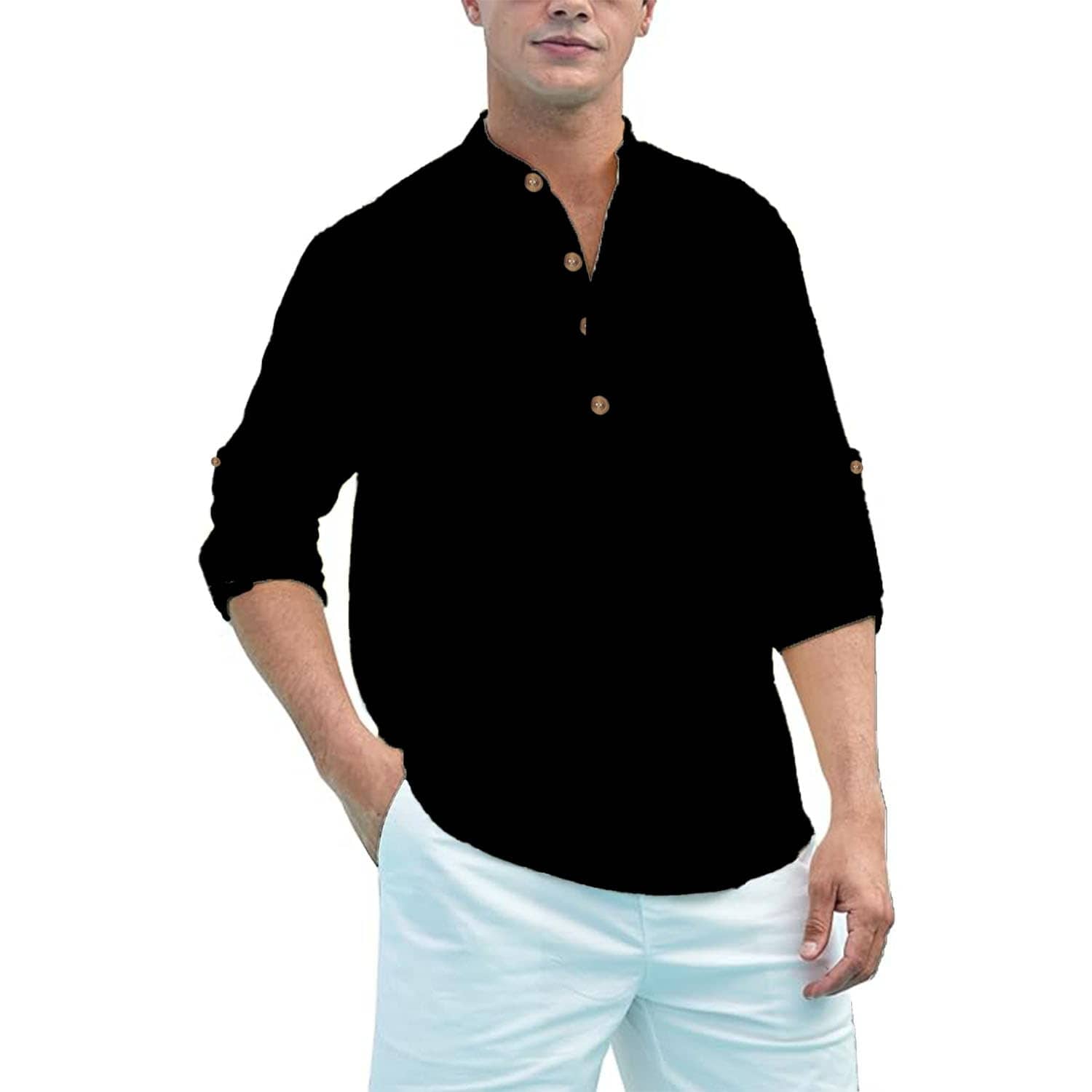 Vida Loca Black Cotton Blend Men's Shirt Style Kurta ( Pack of 1 ) - Kurtas & Kurta Sets | Buy online on ZillyBuy