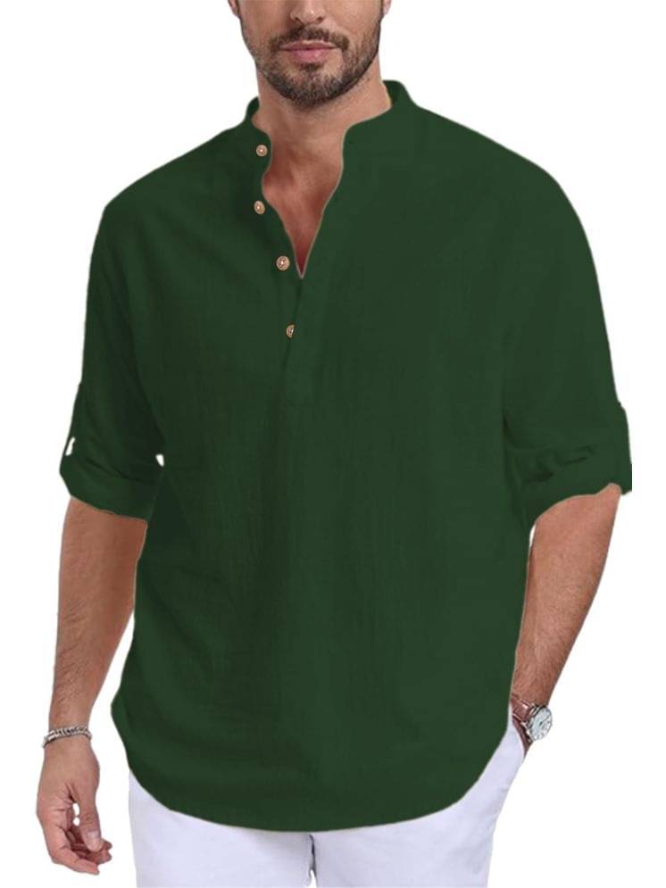 Vida Loca Dark Green Cotton Blend Men's Shirt Style Kurta ( Pack of 1 )     			Vida Loca Dark Green Cotton Blend Men's Shirt Style Kurta ( Pack of 1 )