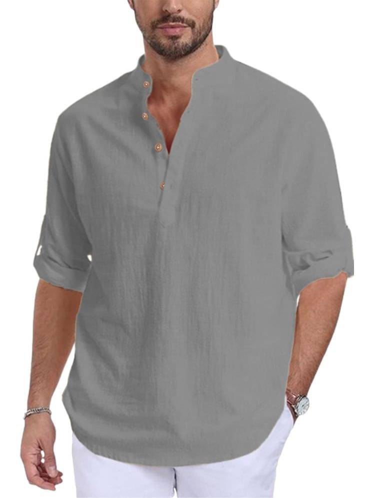 Vida Loca Grey Cotton Blend Men's Shirt Style Kurta ( Pack of 1 ) Vida Loca Grey Cotton Blend Men's Shirt Style Kurta ( Pack of 1 )