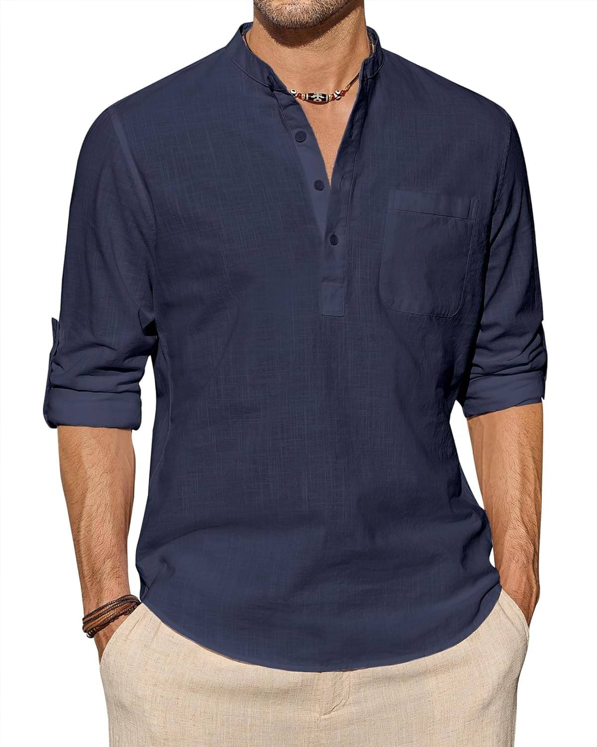 Vida Loca Navy Blue Cotton Blend Men's Shirt Style Kurta ( Pack of 1 ) Vida Loca Navy Blue Cotton Blend Men's Shirt Style Kurta ( Pack of 1 )