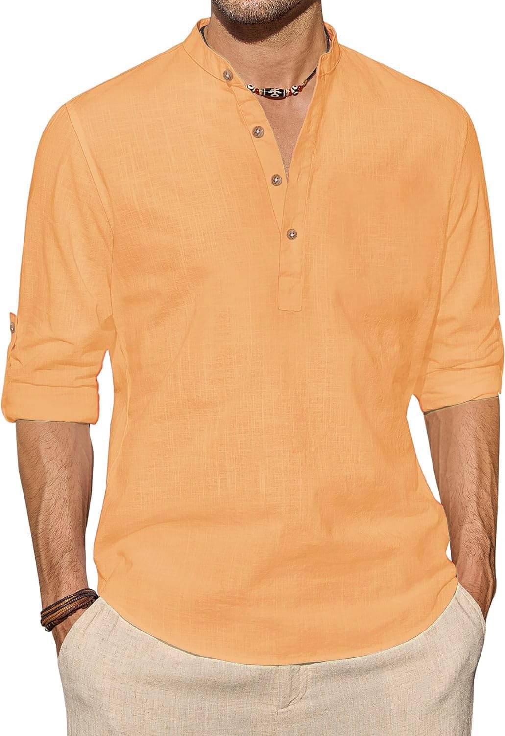 Vida Loca Orange Cotton Blend Men's Shirt Style Kurta ( Pack of 1 ) Vida Loca Orange Cotton Blend Men's Shirt Style Kurta ( Pack of 1 )