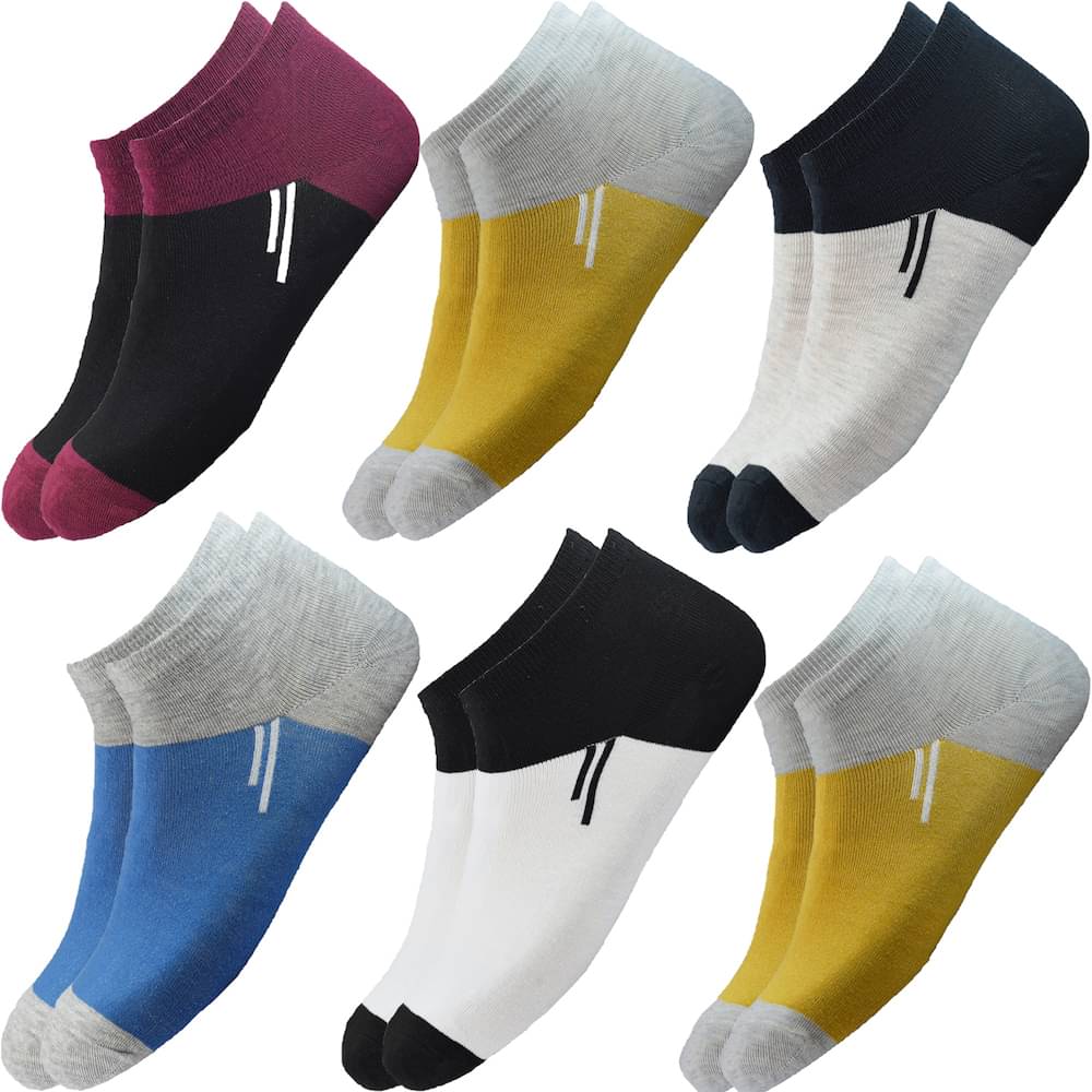 hicode Blended Men's Colorblock Multicolor Ankle Length Socks ( Pack of 6 ) hicode Blended Men's Colorblock Multicolor Ankle Length Socks ( Pack of 6 )