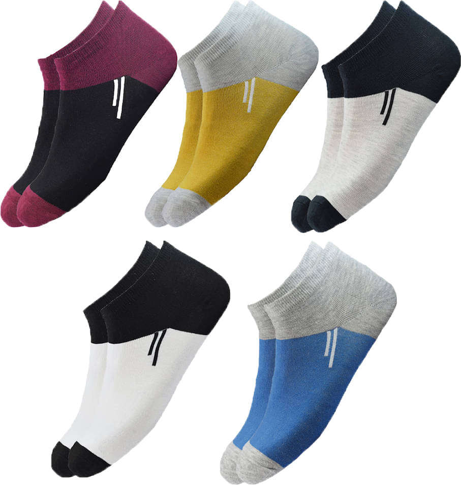 hicode Blended Men's Colorblock Multicolor Ankle Length Socks ( Pack of 5 ) hicode Blended Men's Colorblock Multicolor Ankle Length Socks ( Pack of 5 )