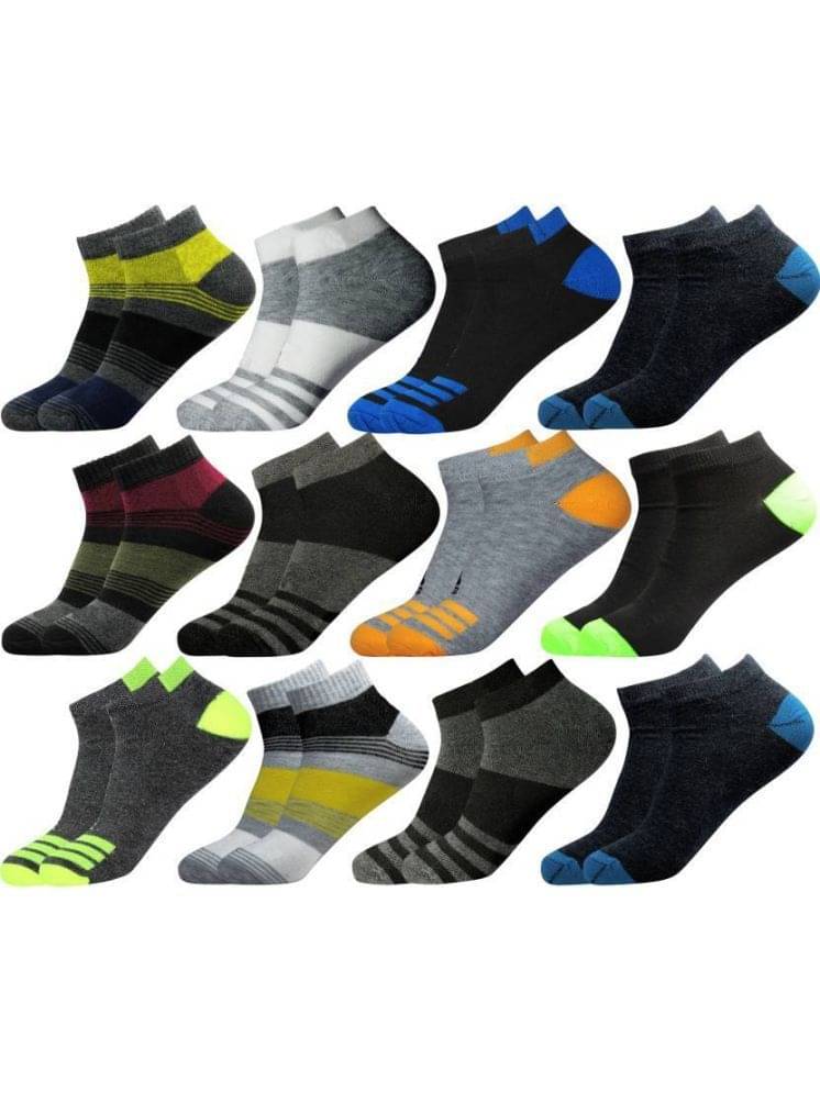 hicode Blended Men's Colorblock Multicolor Ankle Length Socks ( Pack of 12 ) hicode Blended Men's Colorblock Multicolor Ankle Length Socks ( Pack of 12 )