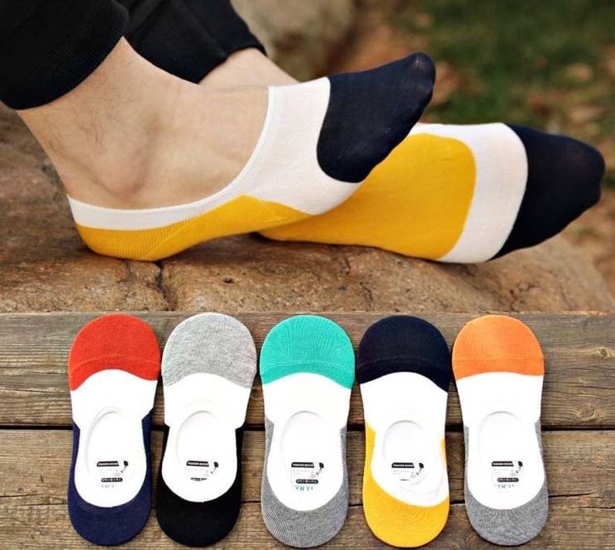 hicode Blended Men's Colorblock Multicolor No Show Socks ( Pack of 5 ) hicode Blended Men's Colorblock Multicolor No Show Socks ( Pack of 5 )