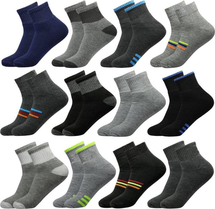 hicode Blended Men's Solid Multicolor Ankle Length Socks ( Pack of 12 ) hicode Blended Men's Solid Multicolor Ankle Length Socks ( Pack of 12 )
