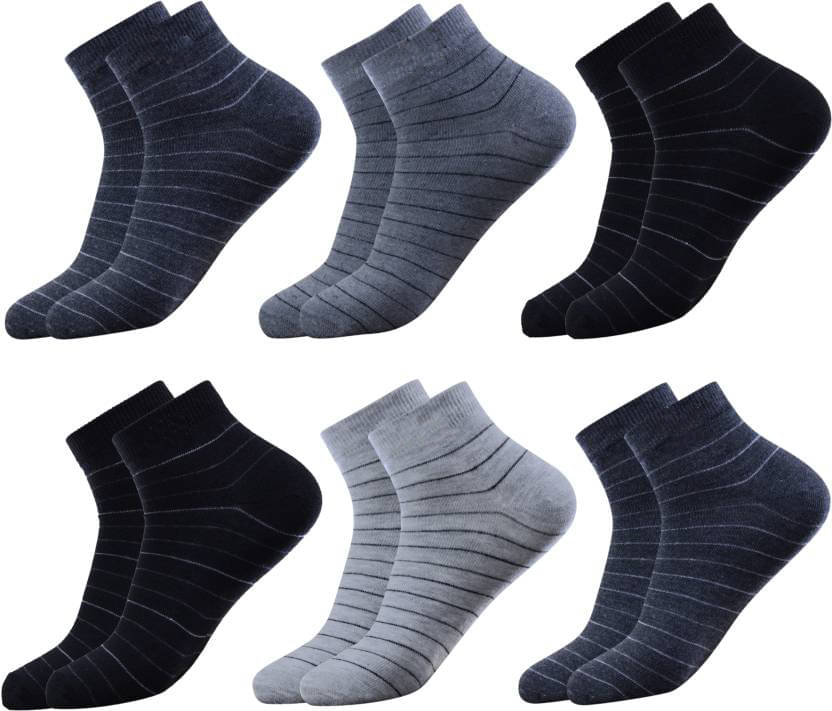 hicode Blended Men's Striped Multicolor Ankle Length Socks ( Pack of 6 ) hicode Blended Men's Striped Multicolor Ankle Length Socks ( Pack of 6 )