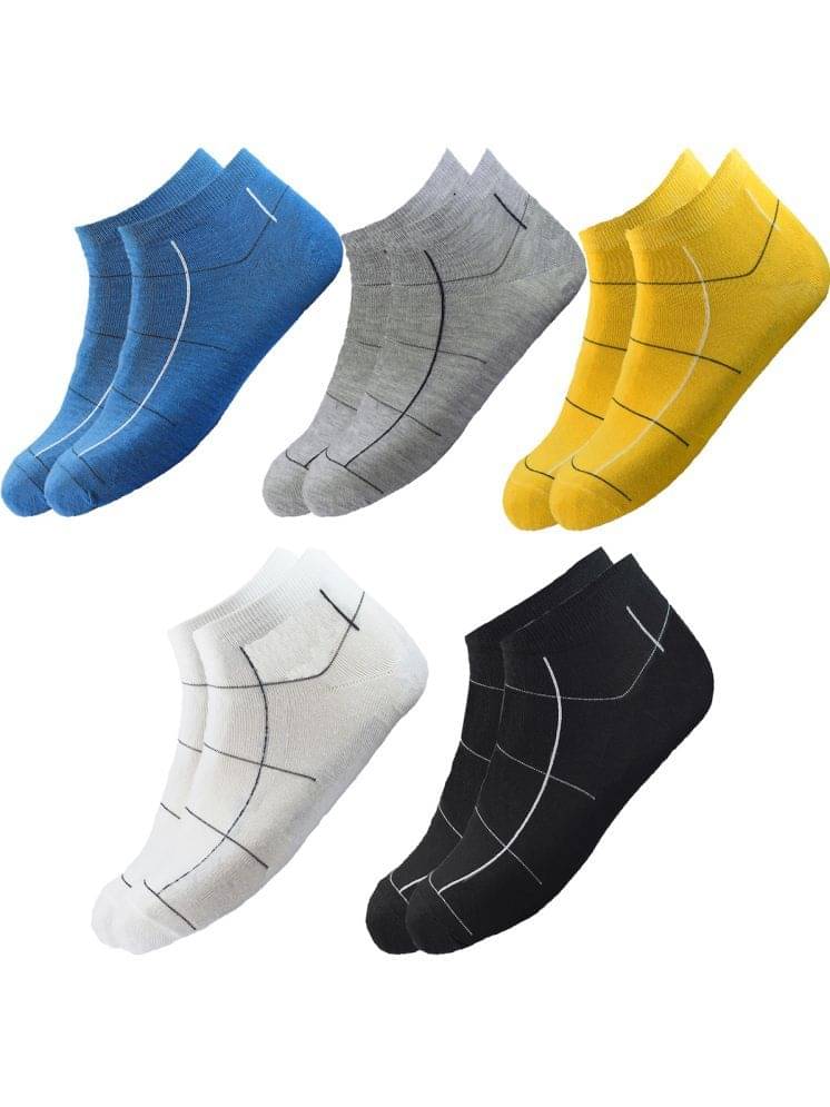     			hicode Blended Men's Striped Multicolor Ankle Length Socks ( Pack of 5 )