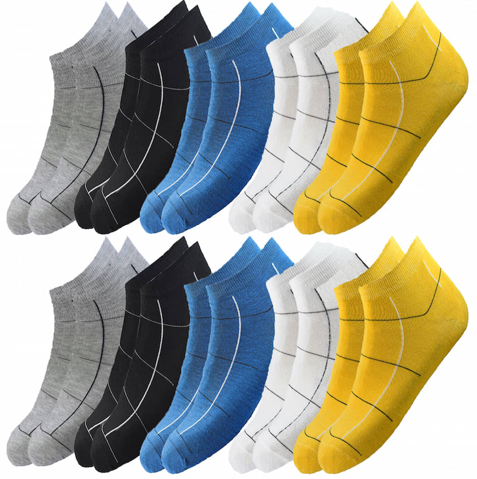 hicode Blended Men's Striped Multicolor Ankle Length Socks ( Pack of 10 ) hicode Blended Men's Striped Multicolor Ankle Length Socks ( Pack of 10 )