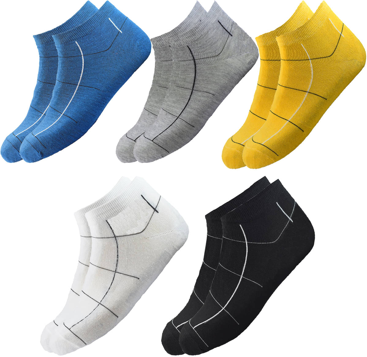 hicode Blended Men's Striped Multicolor Ankle Length Socks ( Pack of 5 ) hicode Blended Men's Striped Multicolor Ankle Length Socks ( Pack of 5 )