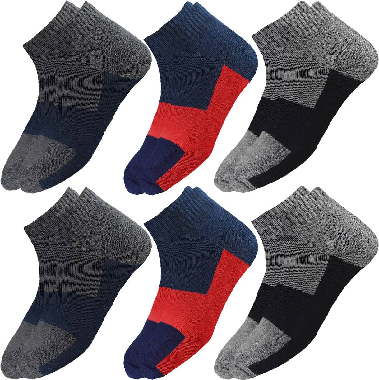     			hicode Cotton Men's Self Design Multicolor Ankle Length Socks ( Pack of 6 )