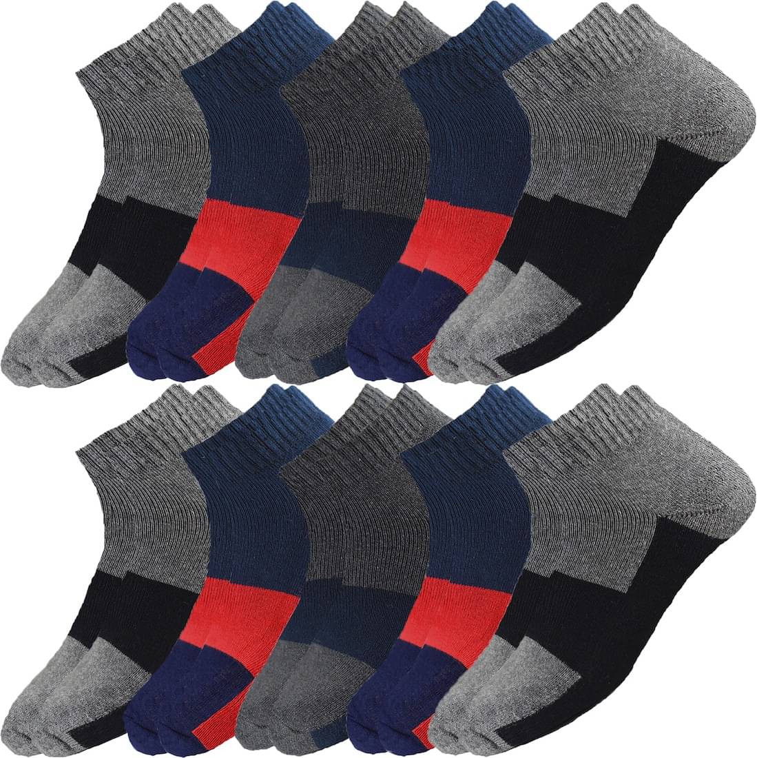 hicode Cotton Men's Self Design Multicolor Ankle Length Socks ( Pack of 10 ) hicode Cotton Men's Self Design Multicolor Ankle Length Socks ( Pack of 10 )