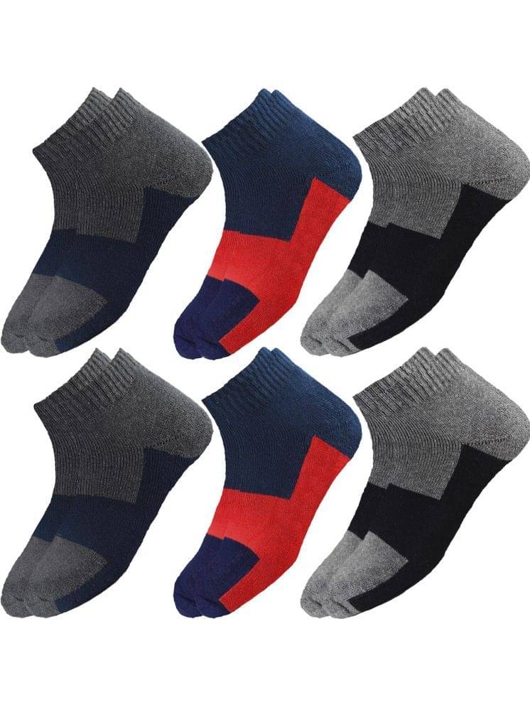     			hicode Cotton Men's Self Design Multicolor Ankle Length Socks ( Pack of 6 )
