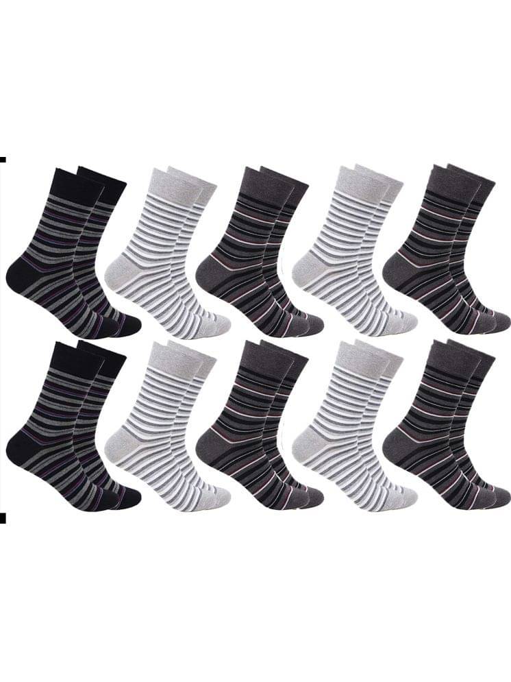 hicode Cotton Men's Striped Multicolor Ankle Length Socks ( Pack of 10 ) hicode Cotton Men's Striped Multicolor Ankle Length Socks ( Pack of 10 )