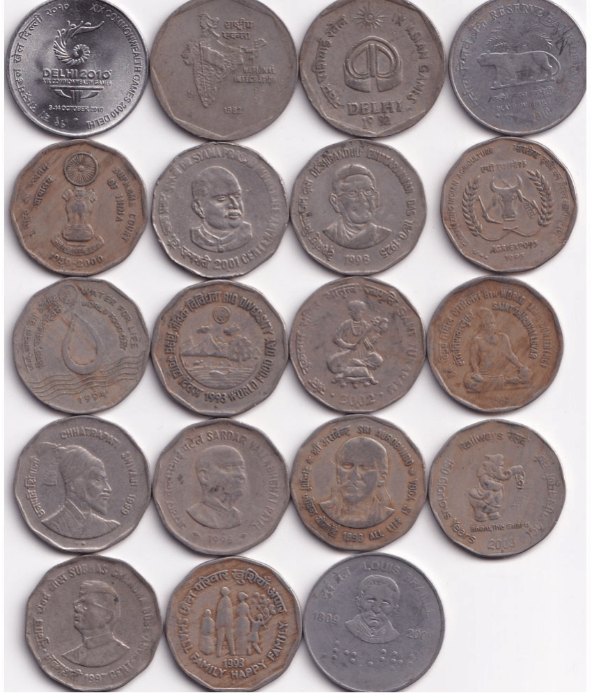 19 Different 2 Rupees Commemorative India Rare 19 Coins Complete Set 19 Different 2 Rupees Commemorative India Rare 19 Coins Complete Set