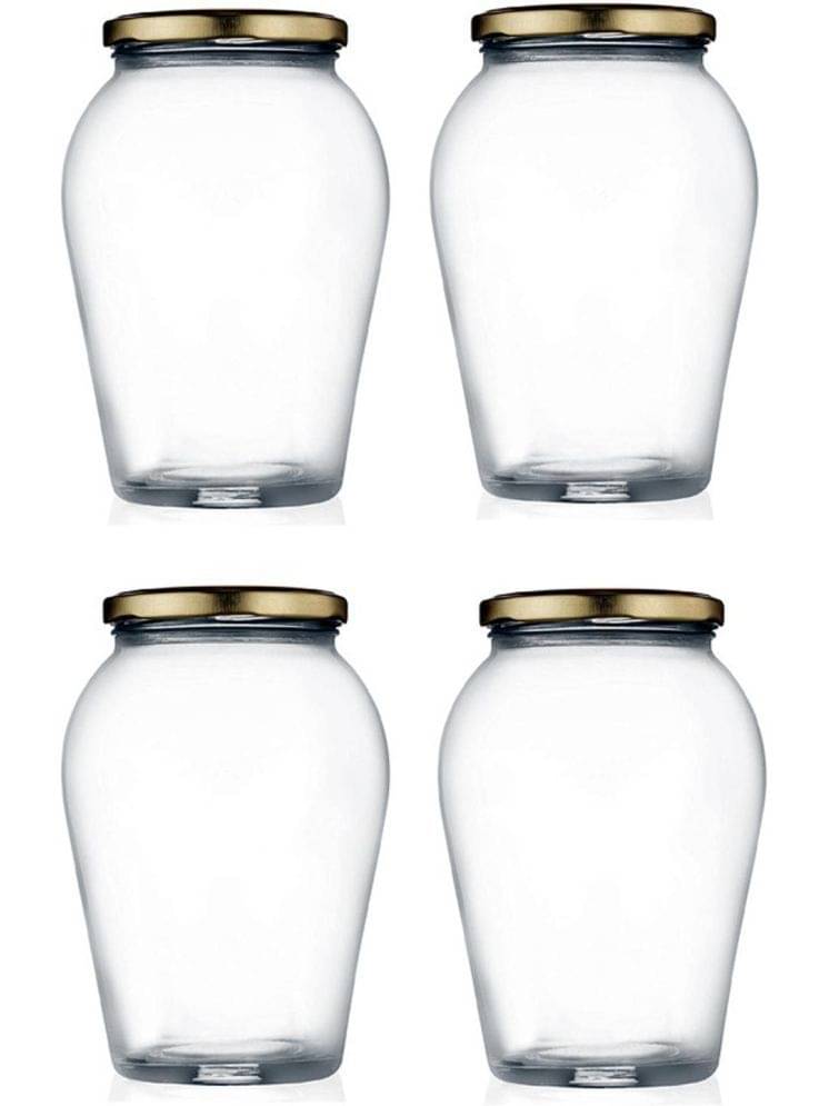     			1st Time Glass Container Jar Glass Transparent Cookie Container ( Set of 4 )