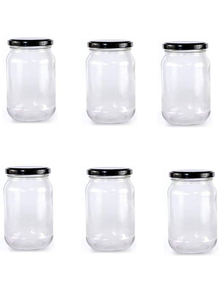     			1st Time Glass Container Jar Glass Transparent Cookie Container ( Set of 6 )