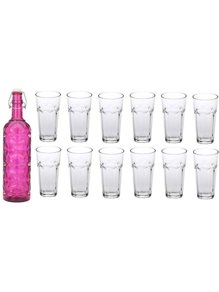 1st Time Glass Serving Set with Bottle Pink Glass Fridge Water Bottle 300 mL ( Set of 13 ) 1st Time Glass Serving Set with Bottle Pink Glass Fridge Water Bottle 300 mL ( Set of 13 )