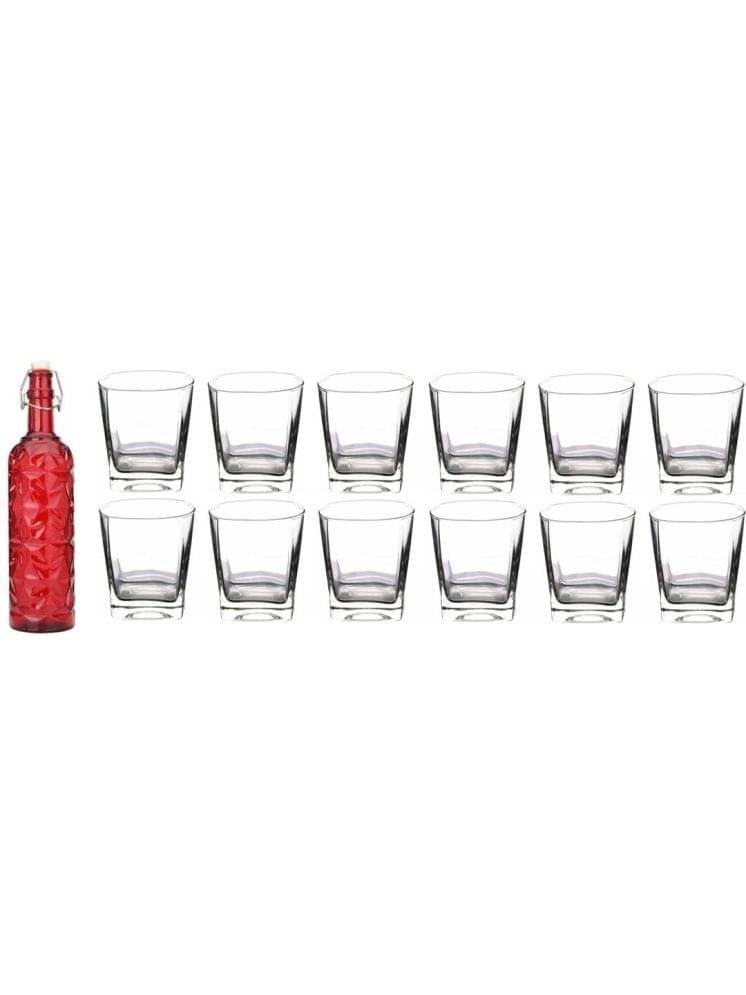 1st Time Glass Serving Set with Bottle Red Glass Fridge Water Bottle 200 mL ( Set of 13 ) 1st Time Glass Serving Set with Bottle Red Glass Fridge Water Bottle 200 mL ( Set of 13 )