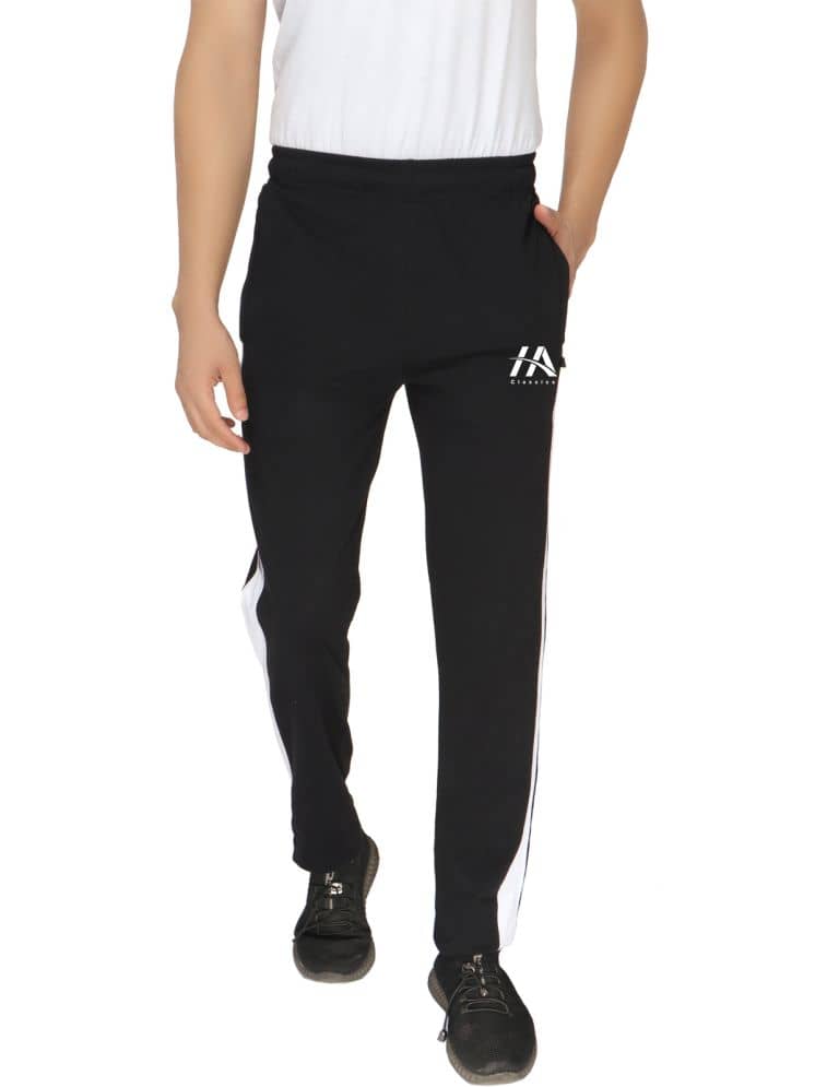 AZF Black Cotton Blend Men's Trackpants ( Pack of 1 ) - Track Pants | Buy online on ZillyBuy