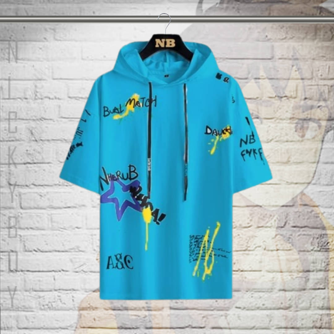 Advika Creations Pack of 1 Cotton Blend Regular Fit Men's T-Shirt ( Aqua Blue ) Advika Creations Pack of 1 Cotton Blend Regular Fit Men's T-Shirt ( Aqua Blue )