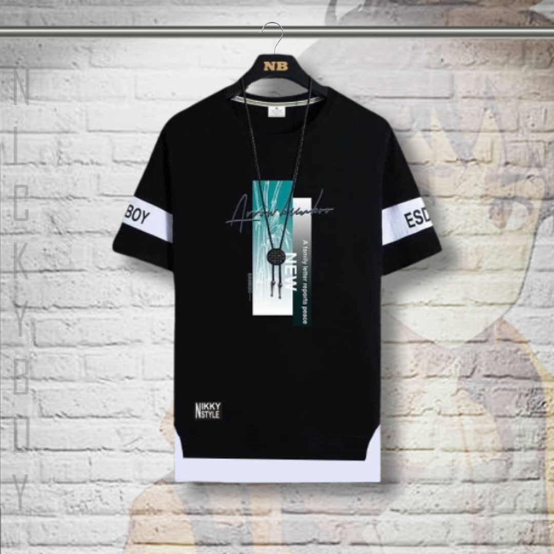 Advika Creations Pack of 1 Cotton Blend Regular Fit Men's T-Shirt ( Black )
