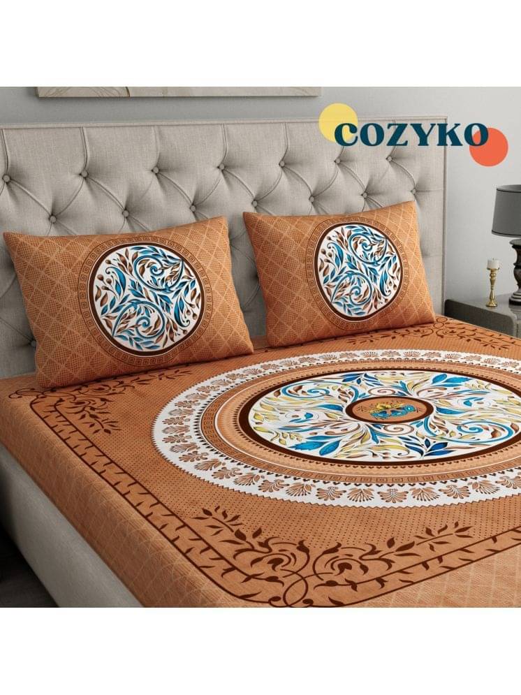     			COZYKO Cotton 1 Double Bedsheet with 2 Pillow Covers ( Multicolor )