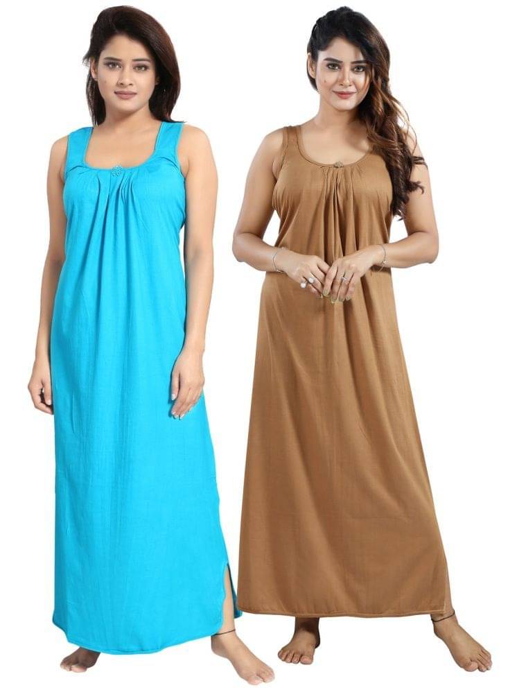     			Cinco Multicolor Cotton Blend Women's Nightwear Nighty & Night Gowns ( Pack of 2 )