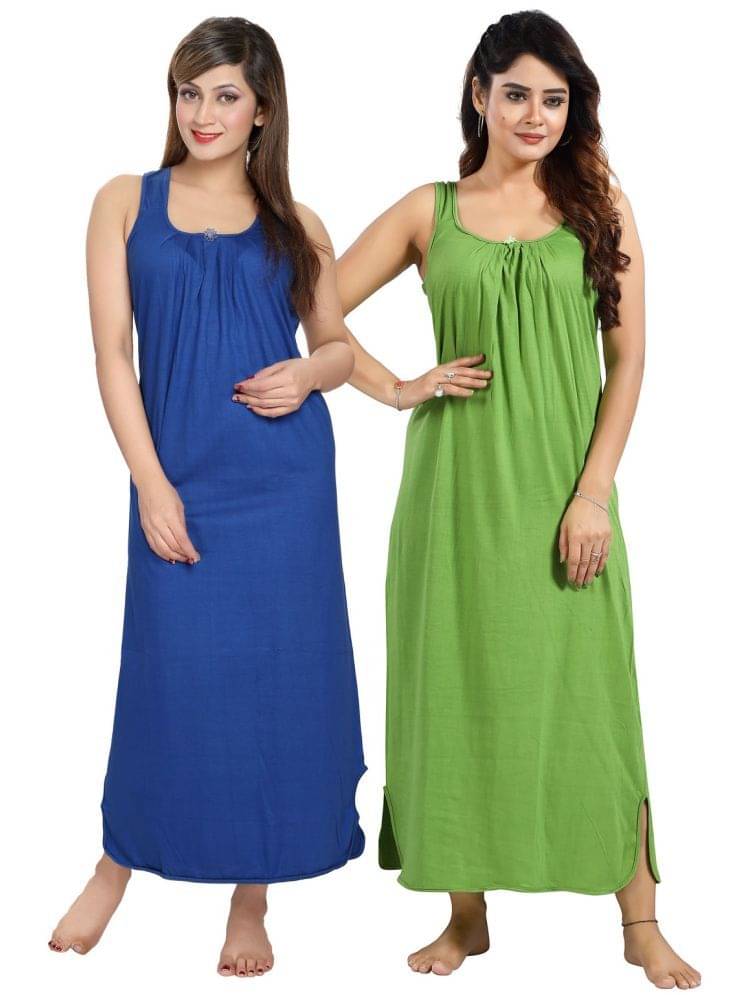     			Cinco Multicolor Cotton Blend Women's Nightwear Nighty & Night Gowns ( Pack of 2 )