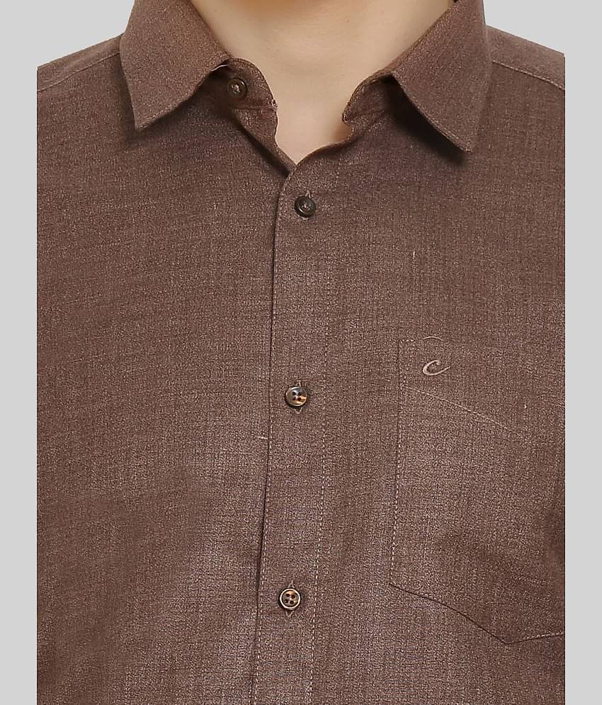Comey Cotton Blend Regular Fit Full Sleeves Men's Formal Shirt - Brown ( Pack of 1 )