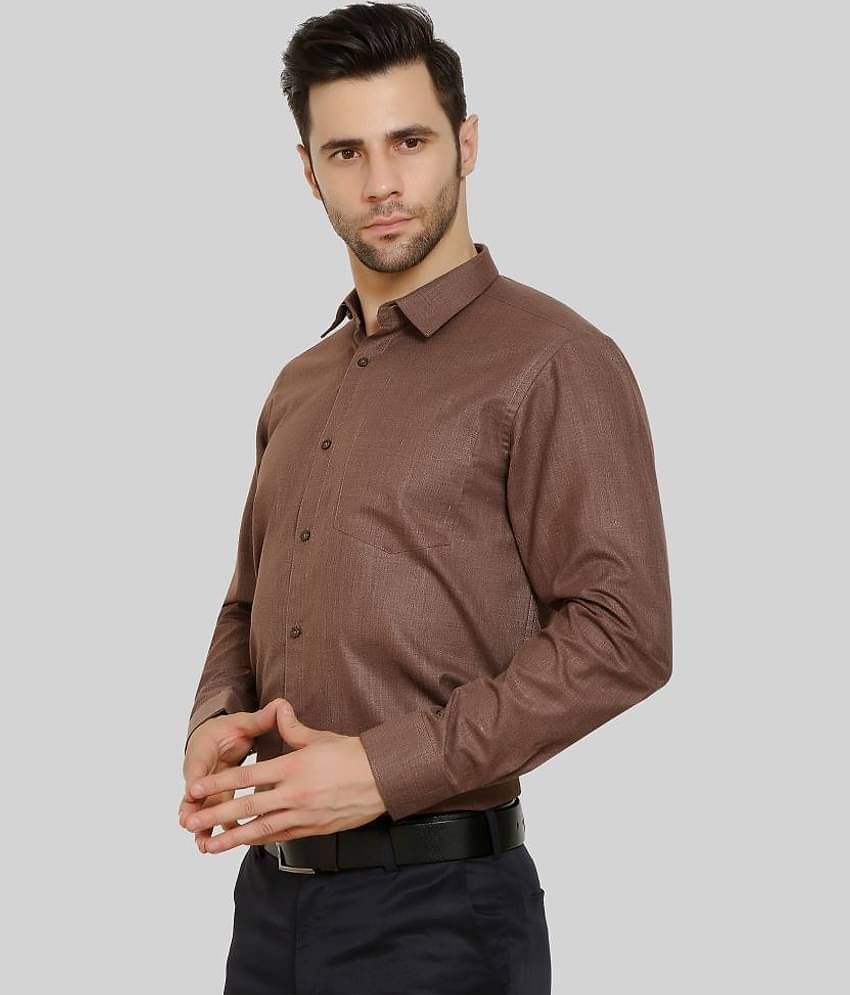Comey Cotton Blend Regular Fit Full Sleeves Men's Formal Shirt - Brown ( Pack of 1 )