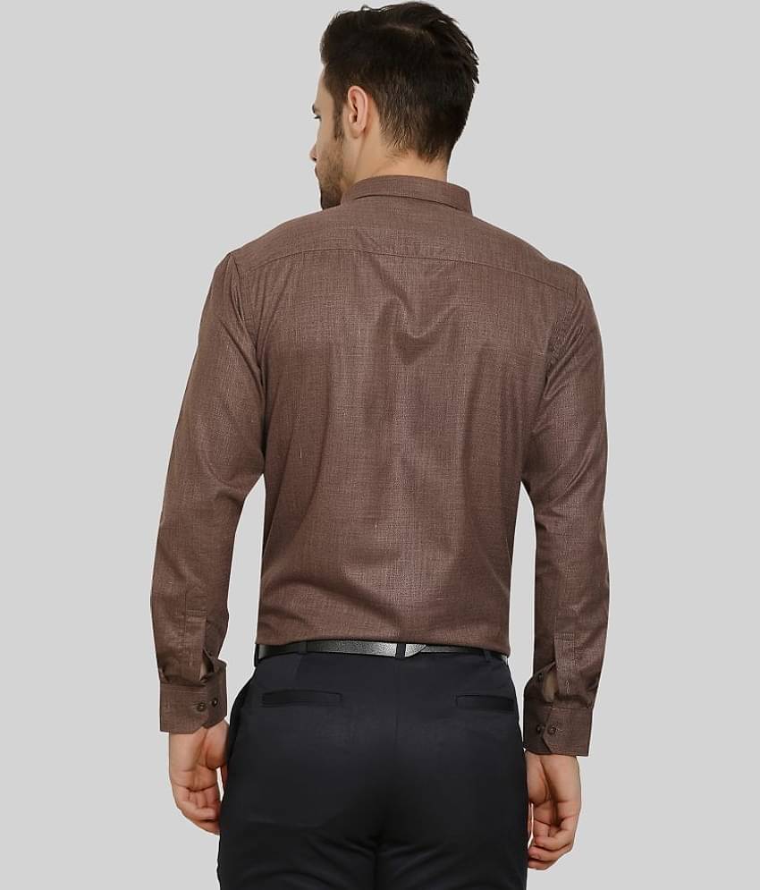 Comey Cotton Blend Regular Fit Full Sleeves Men's Formal Shirt - Brown ( Pack of 1 )