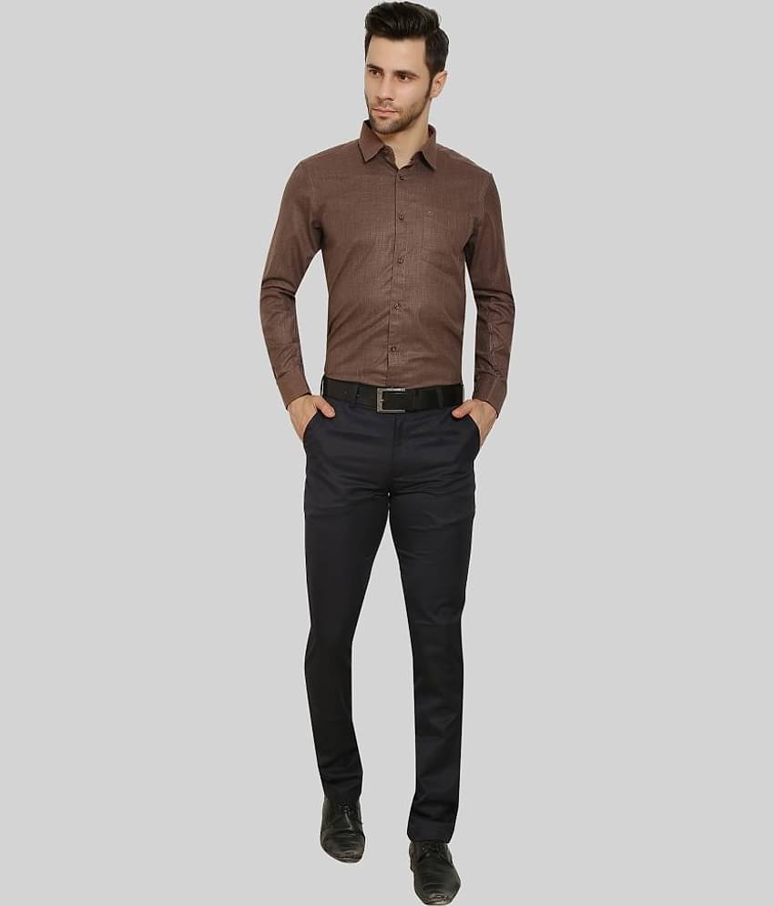 Comey Cotton Blend Regular Fit Full Sleeves Men's Formal Shirt - Brown ( Pack of 1 )